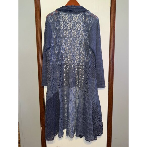 This & That Long Blue Open Front Cardigan Size Large - Picture 2 of 13